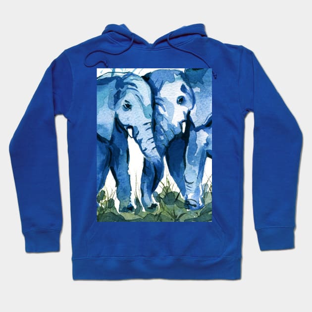 Elephants watercolor Hoodie by NadiiaGogol